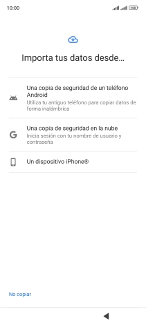 Pulsa la opción deseada y sigue las indicaciones de la pantalla para transferir contenido desde el otro teléfono y finalizar la activación de tu teléfono. Pulsa la opción deseada y sigue las indicaciones de la pantalla para transferir contenido desde el otro teléfono y finalizar la activación de tu teléfono.