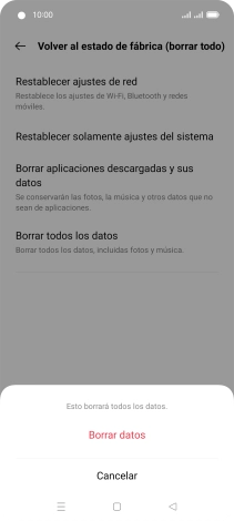 Pulsa Borrar datos. Pulsa Borrar datos.