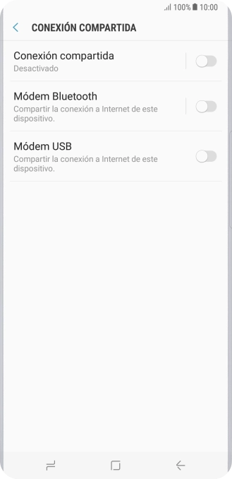 Pulsa Conexión compartida. Pulsa Conexión compartida.
