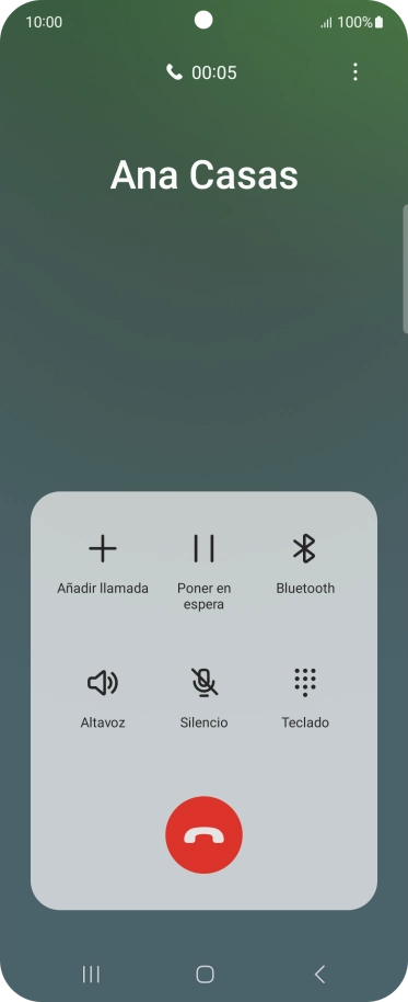 Pulsa el icono de finalizar llamada. Pulsa el icono de finalizar llamada.