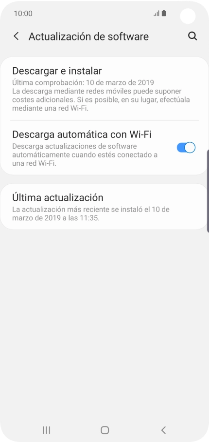 Pulsa Descargar e instalar. Si hay una versión de software nueva disponible, aparecerá ahora en la pantalla. Sigue las indicaciones de la pantalla para actualizar el software del teléfono. Pulsa Descargar e instalar. Si hay una versión de software nueva disponible, aparecerá ahora en la pantalla. Sigue las indicaciones de la pantalla para actualizar el software del teléfono.