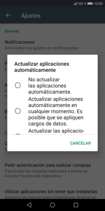 Para desactivar la actualización automática de apps, pulsa No actualizar las aplicaciones automáticamente.. Para desactivar la actualización automática de apps, pulsa No actualizar las aplicaciones automáticamente..