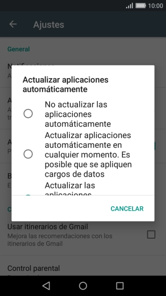 Para desactivar la actualización automática de apps, pulsa No actualizar las aplicaciones automáticamente. Para desactivar la actualización automática de apps, pulsa No actualizar las aplicaciones automáticamente.