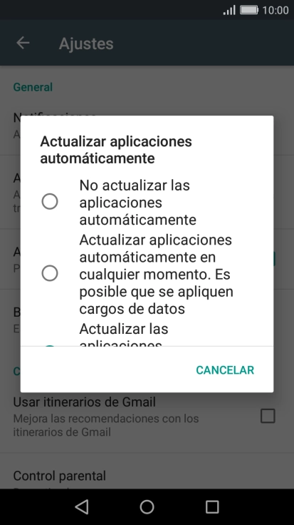 Para desactivar la actualización automática de apps, pulsa No actualizar las aplicaciones automáticamente. Para desactivar la actualización automática de apps, pulsa No actualizar las aplicaciones automáticamente.