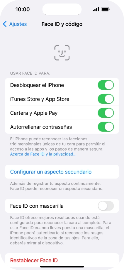 Pulsa el indicador junto a los ajustes deseados para activarlos o desactivarlos. Pulsa el indicador junto a los ajustes deseados para activarlos o desactivarlos.