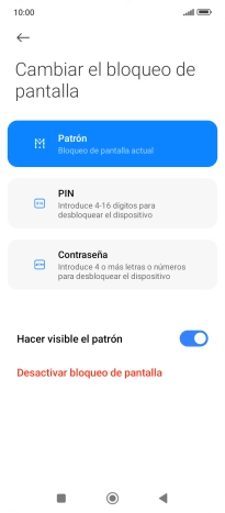 Pulsa Desactivar bloqueo de pantalla e introduce el código de seguridad extra que has creado anteriormente. Pulsa Desactivar bloqueo de pantalla e introduce el código de seguridad extra que has creado anteriormente.