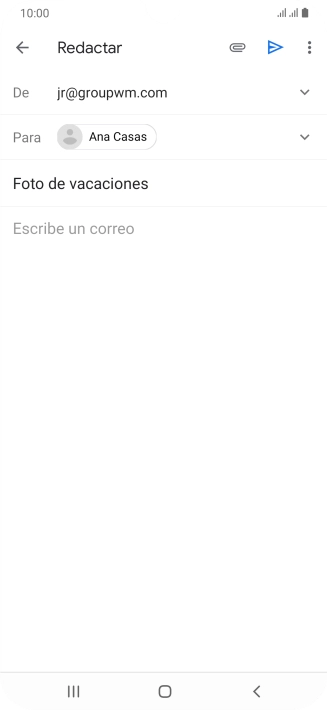 Pulsa en el campo de escritura y escribe el texto del correo electrónico. Pulsa en el campo de escritura y escribe el texto del correo electrónico.