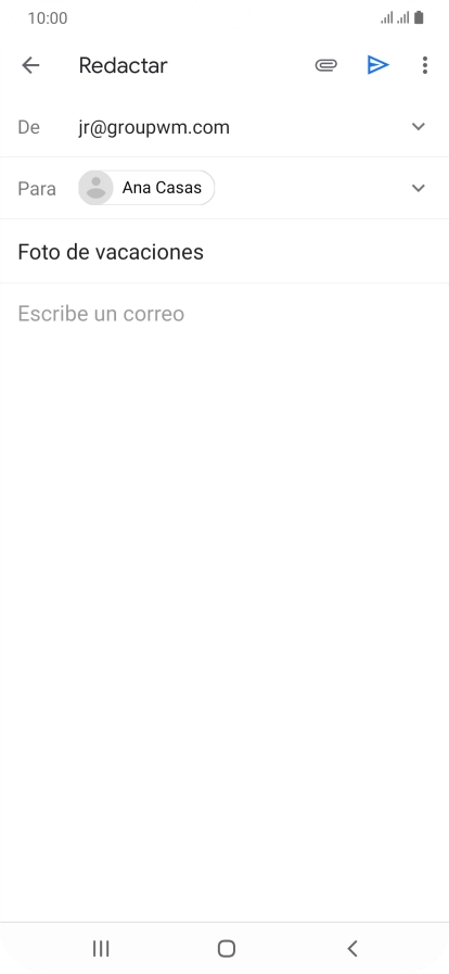Pulsa en el campo de escritura y escribe el texto del correo electrónico. Pulsa en el campo de escritura y escribe el texto del correo electrónico.