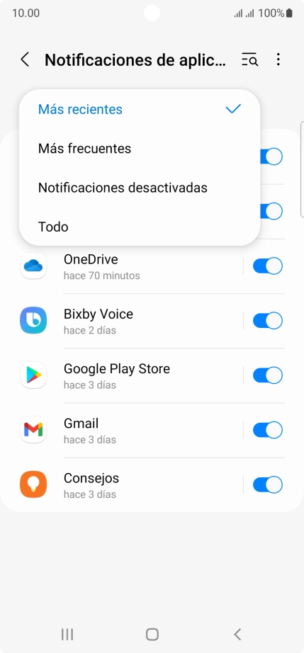 Pulsa el ajuste deseado. Pulsa el ajuste deseado.