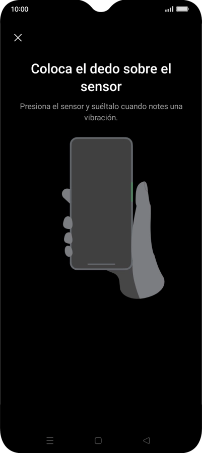 Sigue las indicaciones de la pantalla para crear una huella digital como código de seguridad. Sigue las indicaciones de la pantalla para crear una huella digital como código de seguridad.