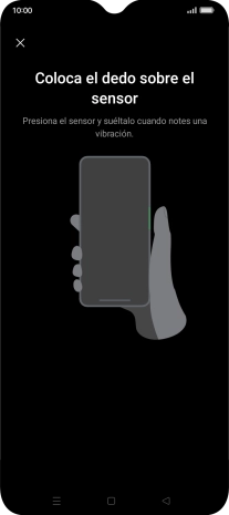 Sigue las indicaciones de la pantalla para crear una huella digital como código de seguridad. Sigue las indicaciones de la pantalla para crear una huella digital como código de seguridad.