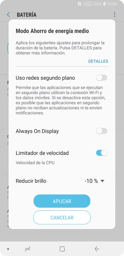 Pulsa APLICAR para activar la función. Pulsa APLICAR para activar la función.