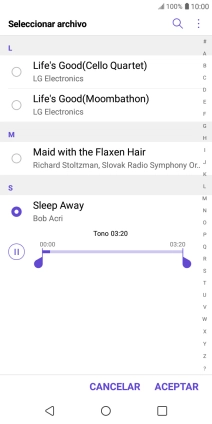 Al encontrar un timbre de llamada de tu gusto, pulsa ACEPTAR. Al encontrar un timbre de llamada de tu gusto, pulsa ACEPTAR.