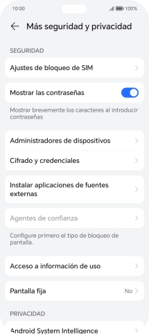 Pulsa Ajustes de bloqueo de SIM. Pulsa Ajustes de bloqueo de SIM.