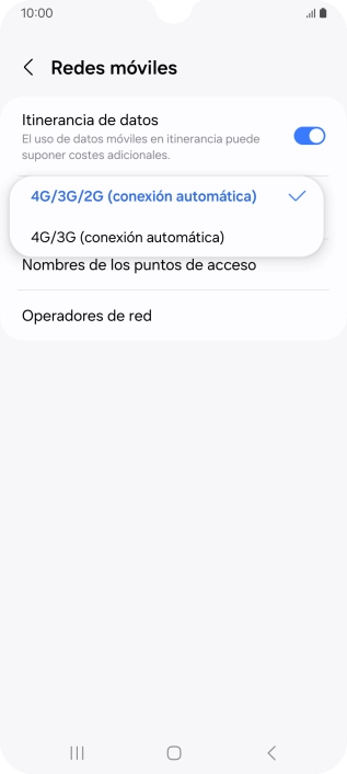 Pulsa el tipo de red deseado. Pulsa el tipo de red deseado.
