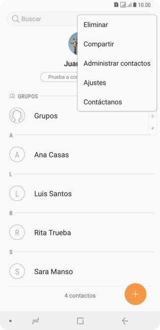 Pulsa Administrar contactos. Pulsa Administrar contactos.