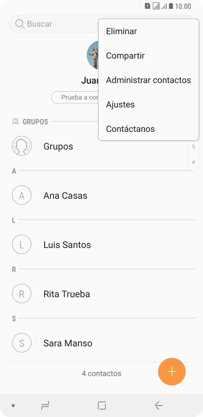 Pulsa Administrar contactos. Pulsa Administrar contactos.