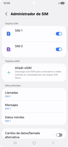 Pulsa la SIM de la línea móvil deseada. Pulsa la SIM de la línea móvil deseada.