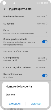 Introduce el nombre de la cuenta y pulsa ACEPTAR. Introduce el nombre de la cuenta y pulsa ACEPTAR.