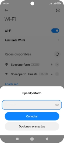 Introduce la contraseña de la red wifi y pulsa Conectar. Introduce la contraseña de la red wifi y pulsa Conectar.