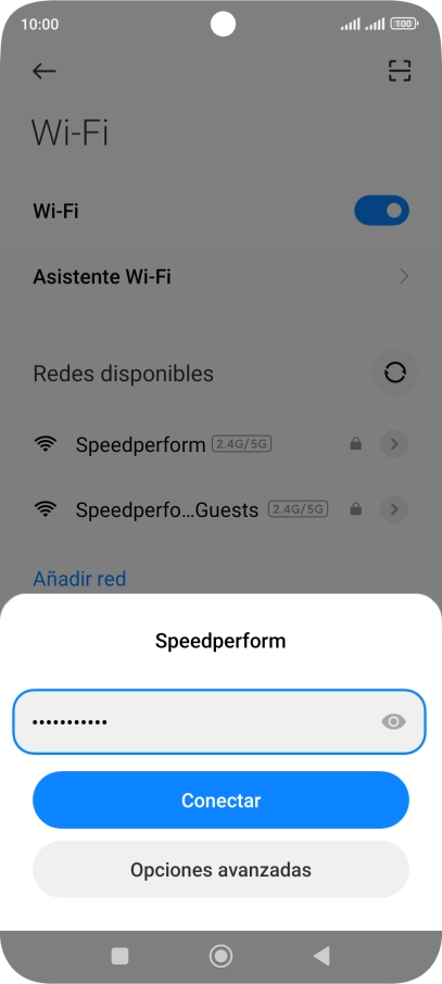 Introduce la contraseña de la red wifi y pulsa Conectar. Introduce la contraseña de la red wifi y pulsa Conectar.