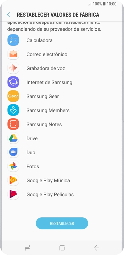 Pulsa RESTABLECER. Pulsa RESTABLECER.