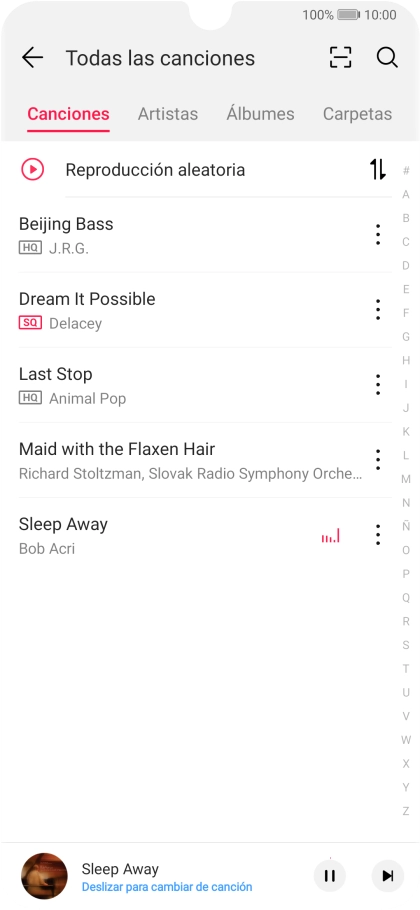 Pulsa el título de la canción en la parte inferior de la pantalla. Pulsa el título de la canción en la parte inferior de la pantalla.