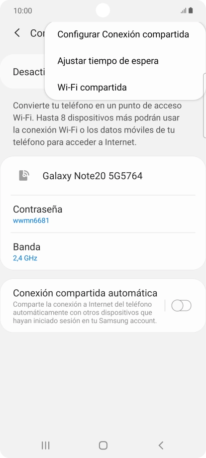 Pulsa Configurar Conexión compartida. Pulsa Configurar Conexión compartida.