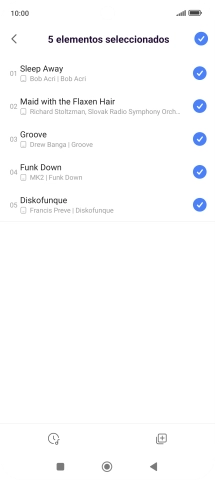 Pulsa los archivos de música deseados para seleccionarlos. Pulsa los archivos de música deseados para seleccionarlos.