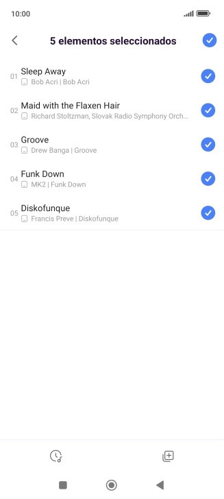 Pulsa los archivos de música deseados para seleccionarlos. Pulsa los archivos de música deseados para seleccionarlos.