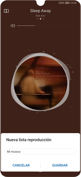 Introduce el nombre deseado de la lista de reproducción y pulsa GUARDAR. Introduce el nombre deseado de la lista de reproducción y pulsa GUARDAR.