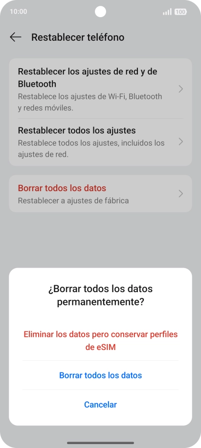Pulsa el ajuste deseado. Pulsa el ajuste deseado.
