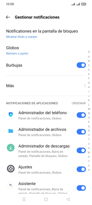 Pulsa el indicador junto a las apps deseadas para activar o desactivar la función. Pulsa el indicador junto a las apps deseadas para activar o desactivar la función.