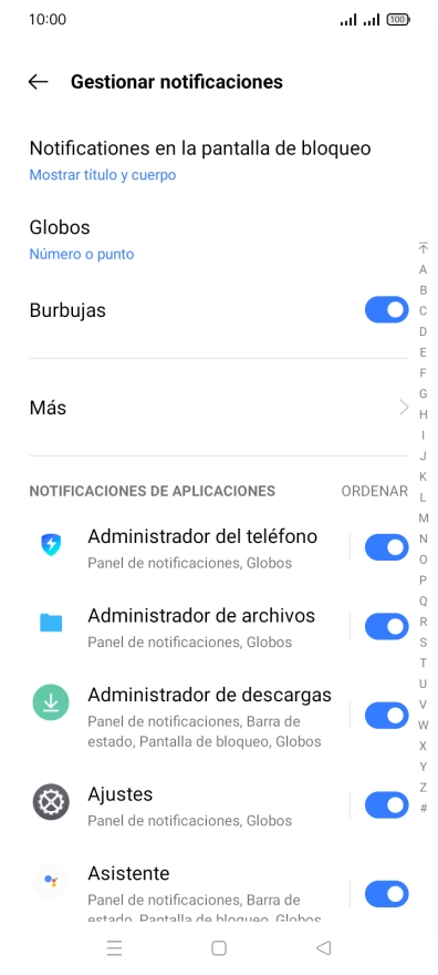 Pulsa el indicador junto a las apps deseadas para activar o desactivar la función. Pulsa el indicador junto a las apps deseadas para activar o desactivar la función.