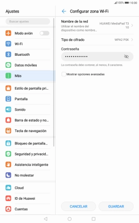 Pulsa Nombre de la red e introduce el nombre deseado de la conexión wifi. Pulsa Nombre de la red e introduce el nombre deseado de la conexión wifi.