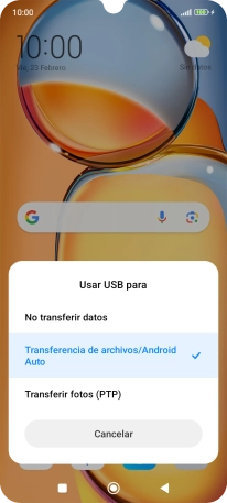 Pulsa Transferencia de archivos/Android Auto. Pulsa Transferencia de archivos/Android Auto.