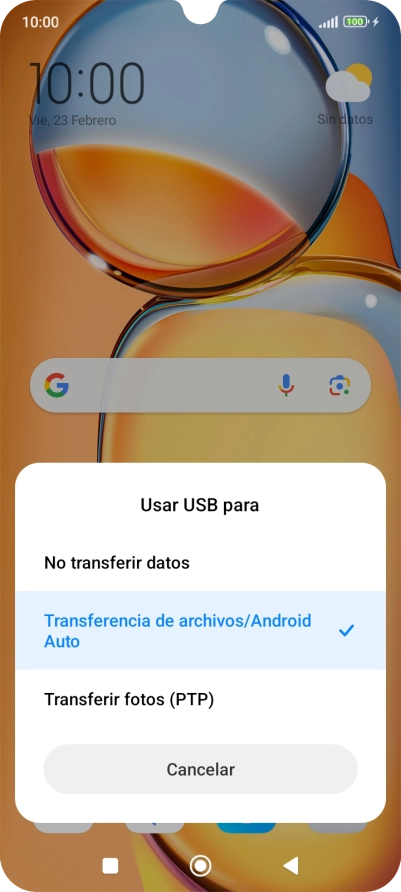 Pulsa Transferencia de archivos/Android Auto. Pulsa Transferencia de archivos/Android Auto.