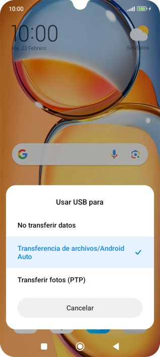 Pulsa Transferencia de archivos/Android Auto. Pulsa Transferencia de archivos/Android Auto.