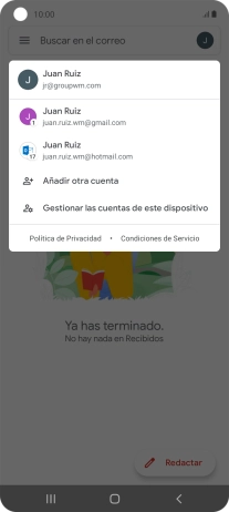 Pulsa la cuenta de correo electrónico deseada. Pulsa la cuenta de correo electrónico deseada.