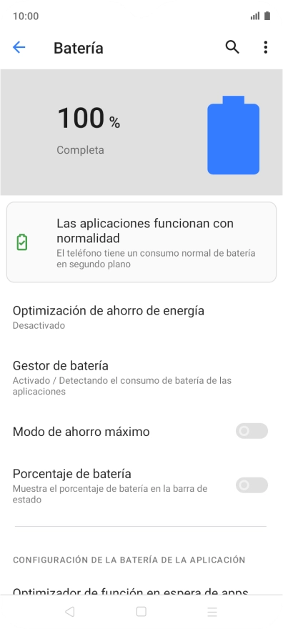 Pulsa Optimización de ahorro de energía. Pulsa Optimización de ahorro de energía.