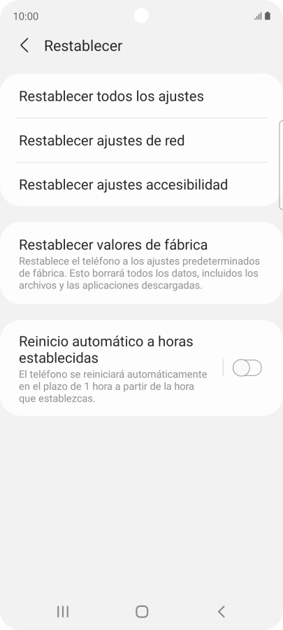 Pulsa Restablecer valores de fábrica. Pulsa Restablecer valores de fábrica.