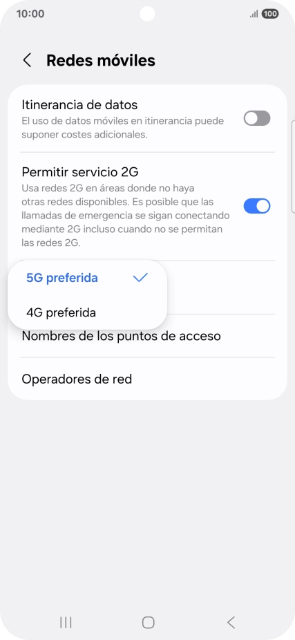 Pulsa el tipo de red deseado. Pulsa el tipo de red deseado.