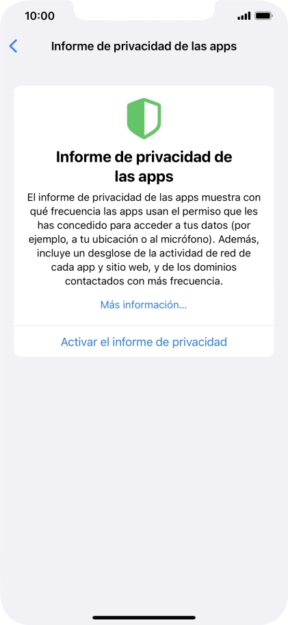 Pulsa Activar el informe de privacidad para activar la función. Pulsa Activar el informe de privacidad para activar la función.
