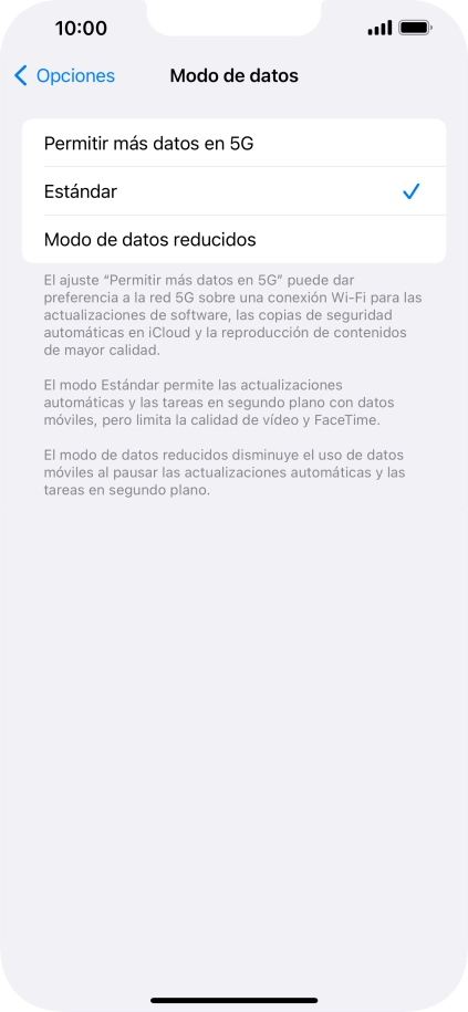 Pulsa el ajuste deseado. Pulsa el ajuste deseado.
