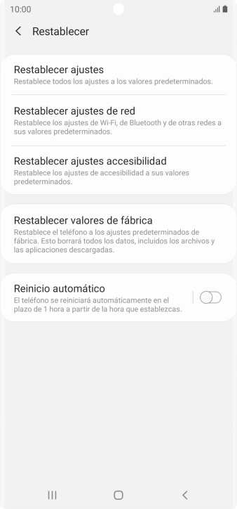 Pulsa Restablecer valores de fábrica. Pulsa Restablecer valores de fábrica.