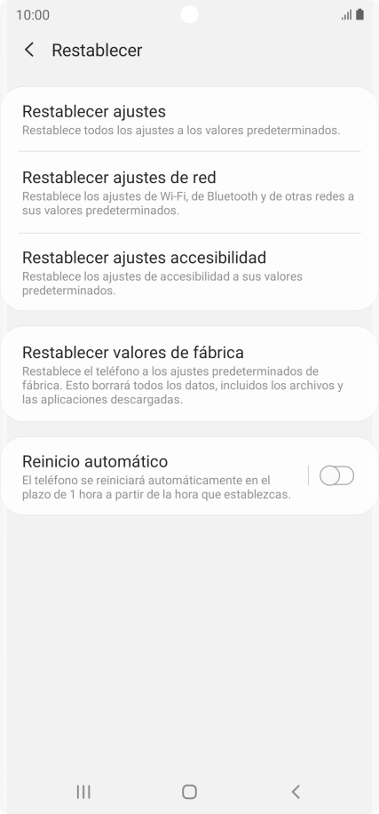 Pulsa Restablecer valores de fábrica. Pulsa Restablecer valores de fábrica.