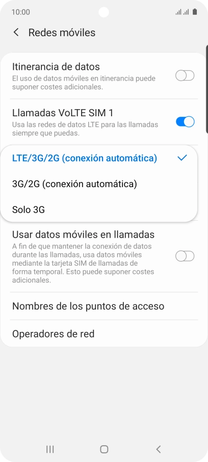 Pulsa el tipo de red deseado. Pulsa el tipo de red deseado.