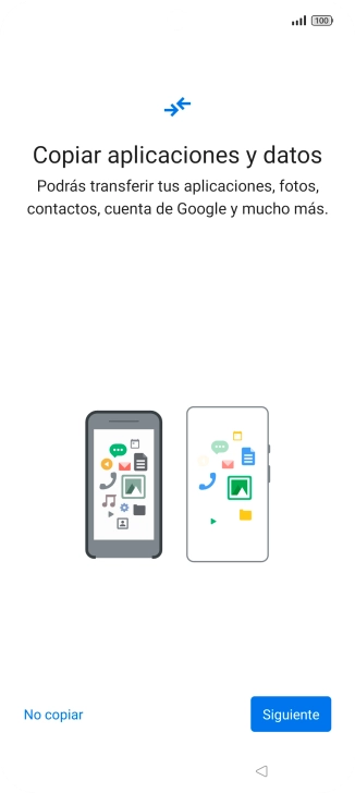 Pulsa No copiar y sigue las indicaciones de la pantalla para finalizar la activación del teléfono. Pulsa No copiar y sigue las indicaciones de la pantalla para finalizar la activación del teléfono.