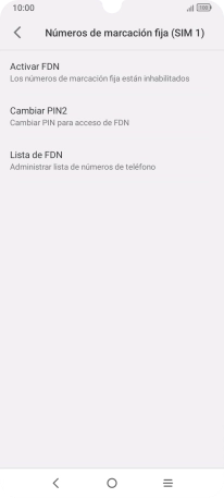 Pulsa Activar FDN para activar la marcación fija. Pulsa Activar FDN para activar la marcación fija.