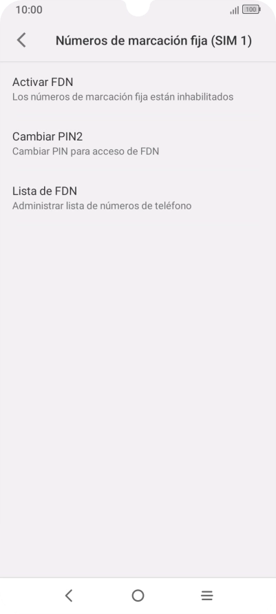 Pulsa Activar FDN para activar la marcación fija. Pulsa Activar FDN para activar la marcación fija.